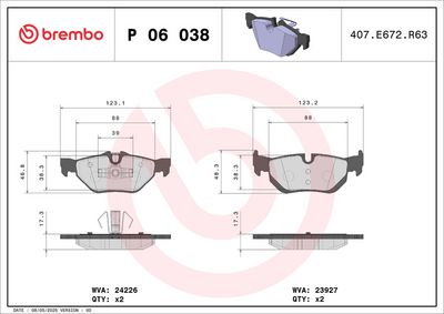 BREMBO BRAKE PAD FOR BMW/BMW (BRILLIANCE)/ZINORO, REAR