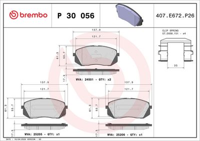 BREMBO BRAKE PAD FOR HYUNDAI/HYUNDAI (BEIJING)/JAC/KIA/KIA (DYK), FRONT