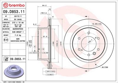 BREMBO BRAKE DISC FOR MITSUBISHI, DIAMETER 315, REAR
