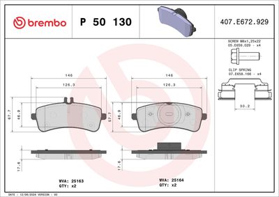 BREMBO BRAKE PAD FOR MERCEDES-BENZ,  REAR P50130