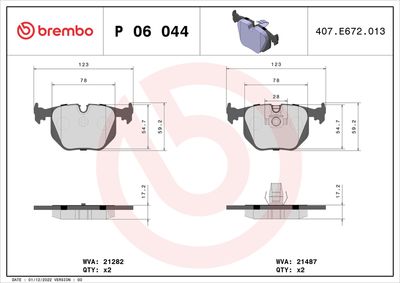 BREMBO BRAKE PAD FOR BMW/LAND ROVER, REAR