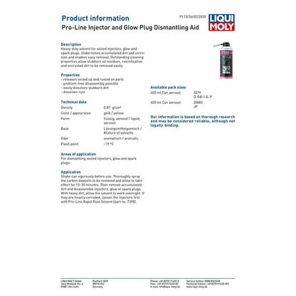 LIQUI MOLY PRO-LINE INJECTOR AND GLOW PLUG DISMANTLING AID 400ML