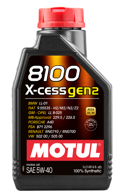 MOTUL 8100 X-CESS GEN2 5W-40 A3/B4 FULLY SYNTHETIC ENGINE OIL
