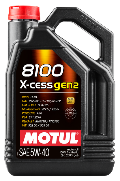 MOTUL 8100 X-CESS GEN2 5W-40 A3/B4 FULLY SYNTHETIC ENGINE OIL