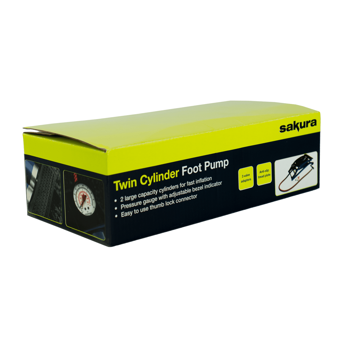 SAKURA TWIN CYLINDER FOOT PUMP + GAUGE