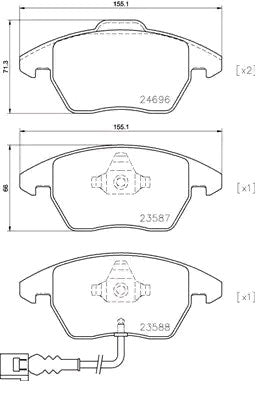 BREMBO BRAKE PAD FOR AUDI/SEAT/SKODA/SKODA (SVW)/VW/VW (FAW)/VW (SVW), FRONT