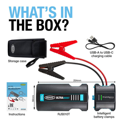 RING ULTRABOOST 500 JUMP STARTER STARTS FLAT BATTERIES